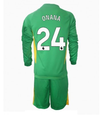 Manchester United Andre Onana #24 Brankář Alternativní dres komplet pro Děti 2024-25 Dlouhým Rukávem (+ Krátké kalhoty)